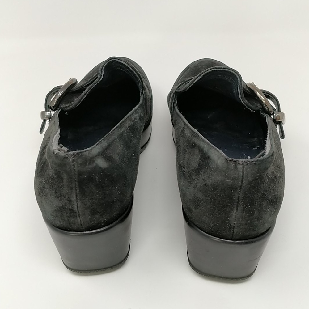 Stuart Weitzman Black Suede Wedge Loafers Size 9M - Picture 5 of 8